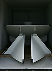 The antenna sections are then loaded into the truck for transport.